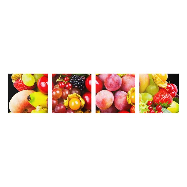 Glasbild mehrteilig - Colourful Exotic Fruits 4-teilig