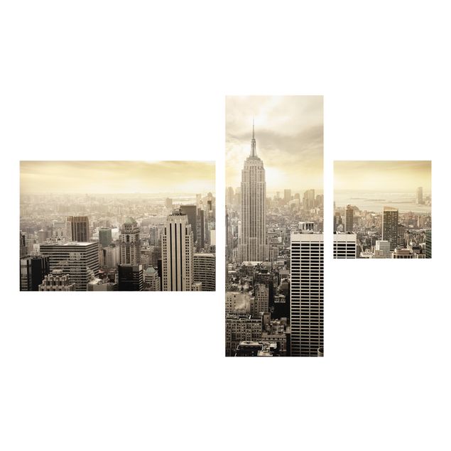 Glasbild mehrteilig - Manhattan Dawn Collage 3-teilig
