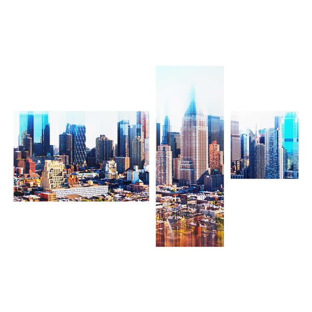 Glasbild mehrteilig - Manhattan Skyline Urban Stretch 3-teilig