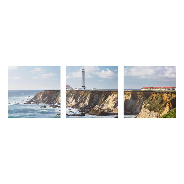 Glasbild mehrteilig - Point Arena Lighthouse Kalifornien - 3-teilig