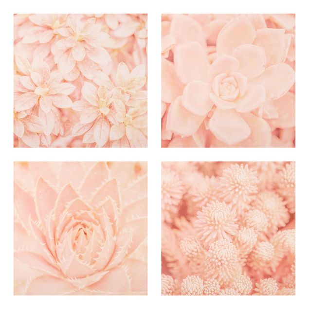 Glasbild mehrteilig - Rosa Blütenzauber - 4-teilig