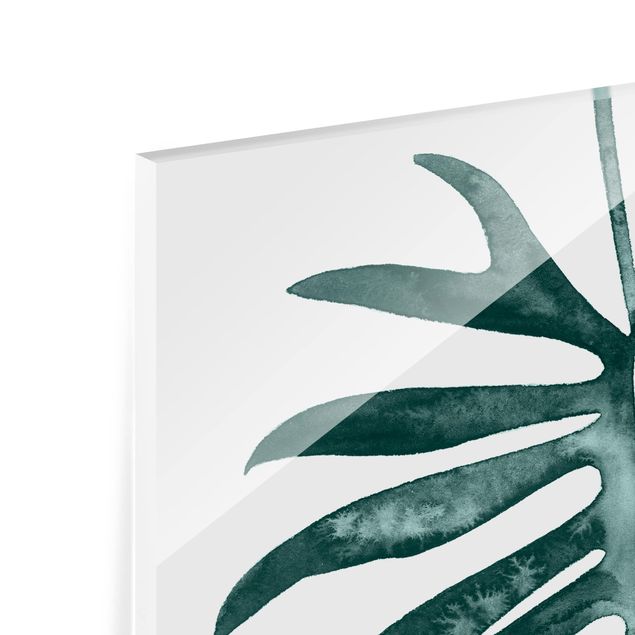 Glasbild mehrteilig - Smaragdgrüne Blätter Set I - 4-teilig