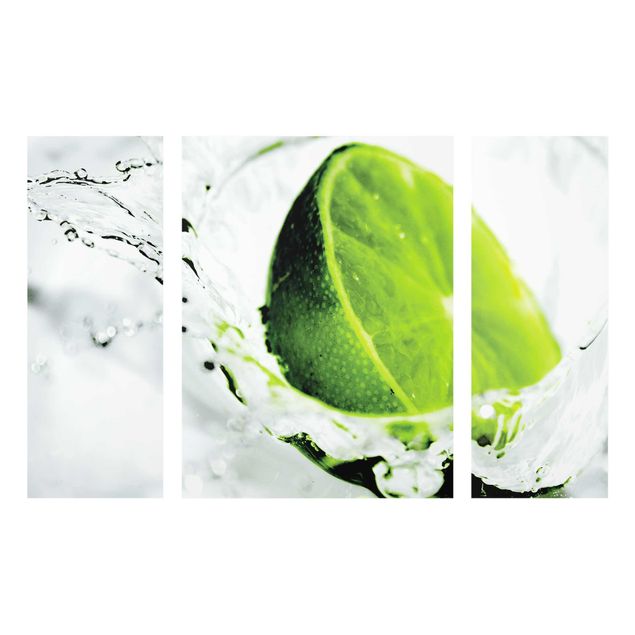 Glasbild mehrteilig - Splash Lime 3-teilig