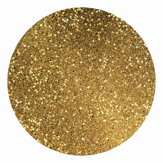 Runde Tapete selbstklebend - Glitzer Konfetti in Gold