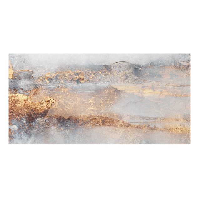 Forex Fine Art Print - Gold-Grauer Nebel - Querformat 2:1