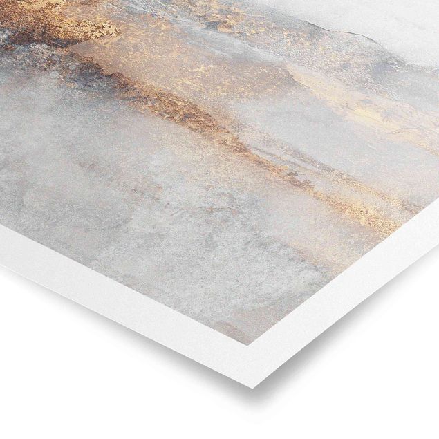 Poster - Gold-Grauer Nebel - Quadrat 1:1