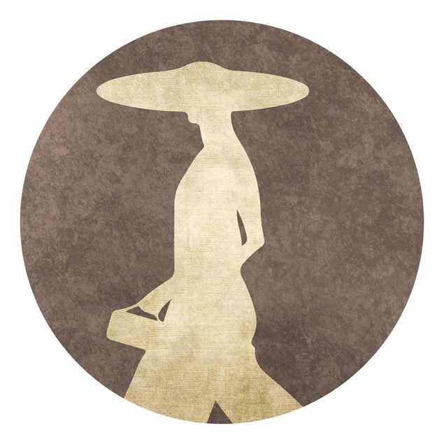 Runde Tapete selbstklebend - Goldene Dame mit Hut