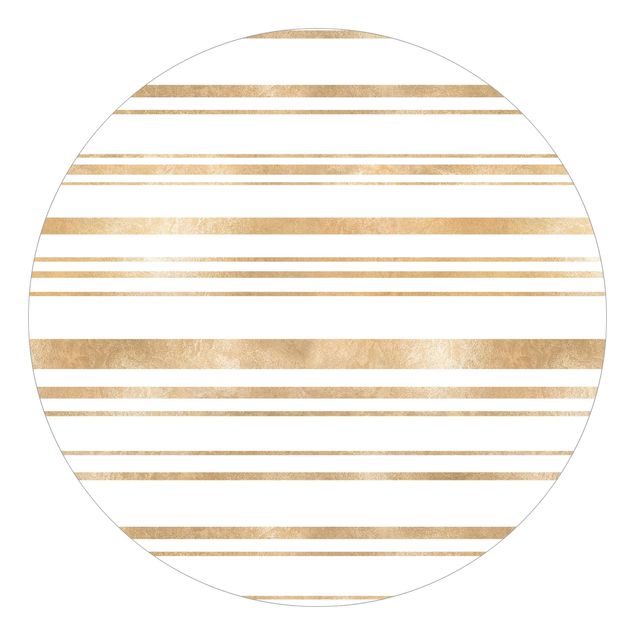 Runde Tapete selbstklebend - Goldene Glitzer Streifen