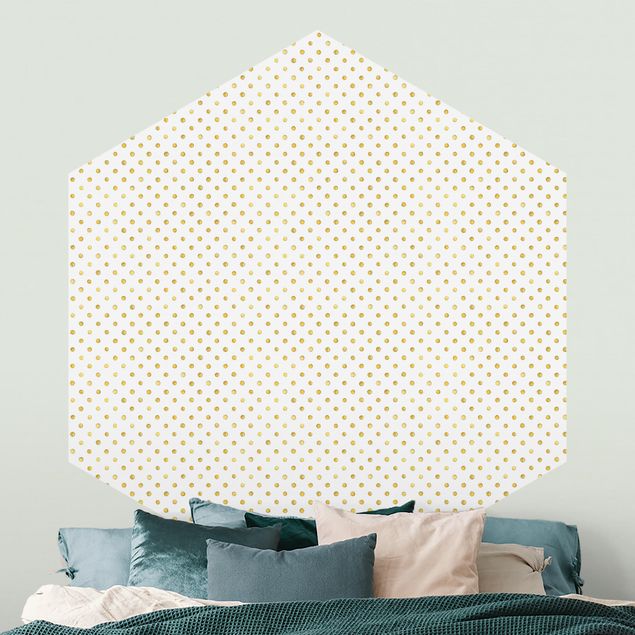 Hexagon Mustertapete selbstklebend - Goldenen Polkadots