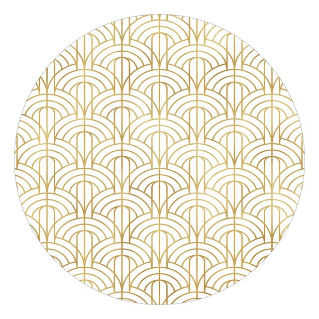 Runde Tapete selbstklebend - Goldenes Art Deco Muster XXL