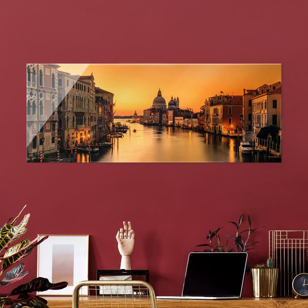 Glasbild - Goldenes Venedig - Panorama 5:2