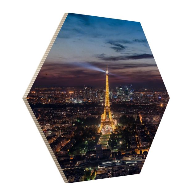 Hexagon Bild Holz - Good Night Paris