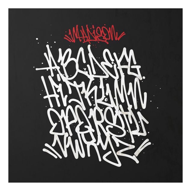 Glasbild - Graffiti Art Alphabet - Quadrat
