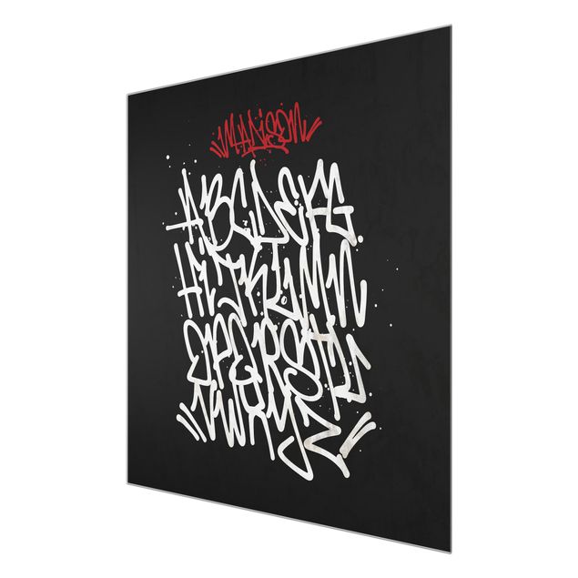 Glasbild - Graffiti Art Alphabet - Quadrat