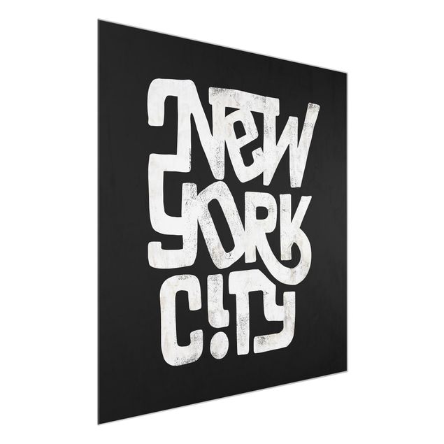 Glasbild - Graffiti Art Calligraphy New York City Schwarz - Quadrat