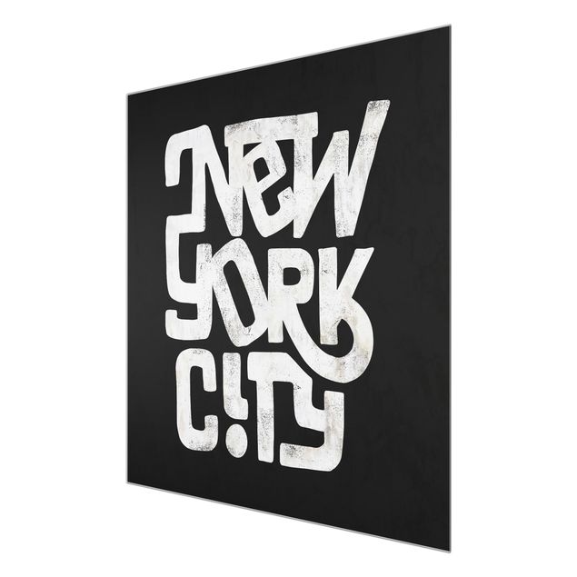 Glasbild - Graffiti Art Calligraphy New York City Schwarz - Quadrat