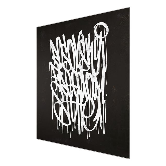 Glasbild - Graffiti Art Freedom Style - Quadrat