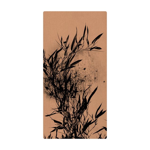 kleiner Teppich Grafische Pflanzenwelt - Schwarzer Bambus