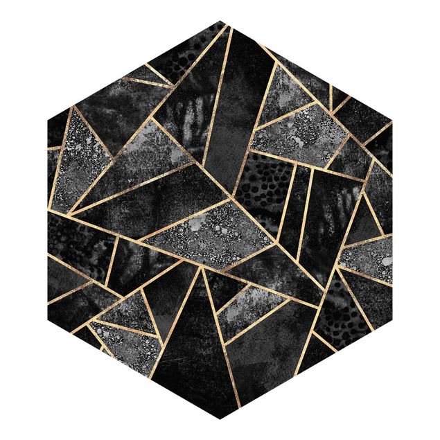 Hexagon Mustertapete selbstklebend - Graue Dreiecke Gold