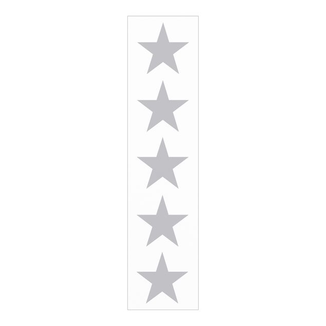 Schiebegardinen Set - Große Graue Sterne auf Weiß - Flächenvorhänge