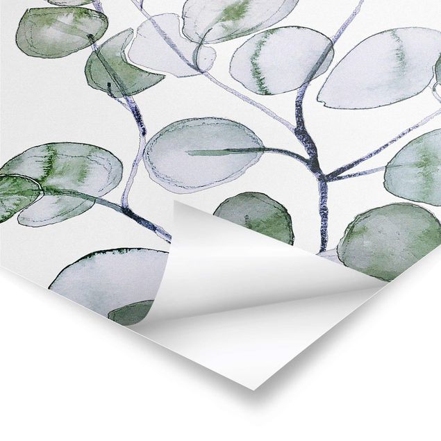 Poster - Grünes Aquarell Eukalyptuszweig - Hochformat 3:4