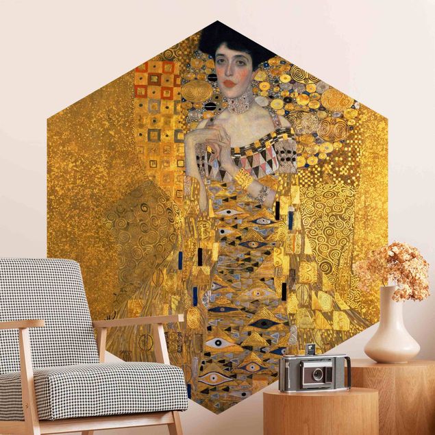 Hexagon Mustertapete selbstklebend - Gustav Klimt - Adele Bloch-Bauer I
