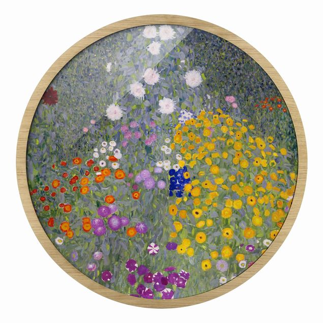 Rundes Gerahmtes Bild - Gustav Klimt - Bauerngarten