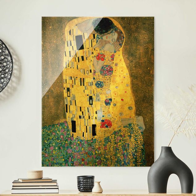 Glas Magnetboard Gustav Klimt - Der Kuß