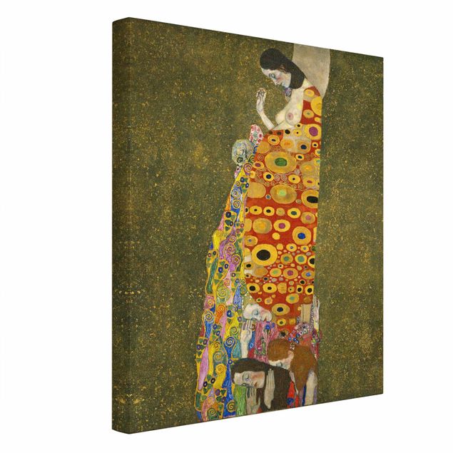 Leinwandbild Gold - Gustav Klimt - Die Hoffnung II - Hochformat 3:4