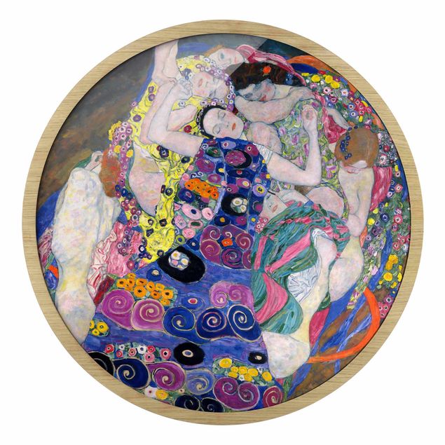 Rundes Gerahmtes Bild - Gustav Klimt - Die Jungfrau