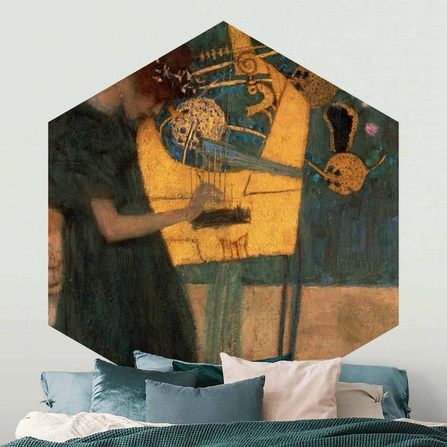 Hexagon Mustertapete selbstklebend - Gustav Klimt - Die Musik