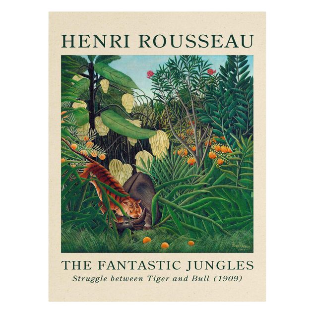 Leinwandbild Natur - Henri Rousseau - Kampf zwischen Tiger und Büffel - Museumsedition - Hochformat 3:4