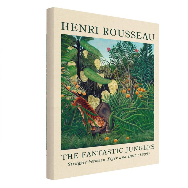 Leinwandbild Natur - Henri Rousseau - Kampf zwischen Tiger und Büffel - Museumsedition - Hochformat 3:4