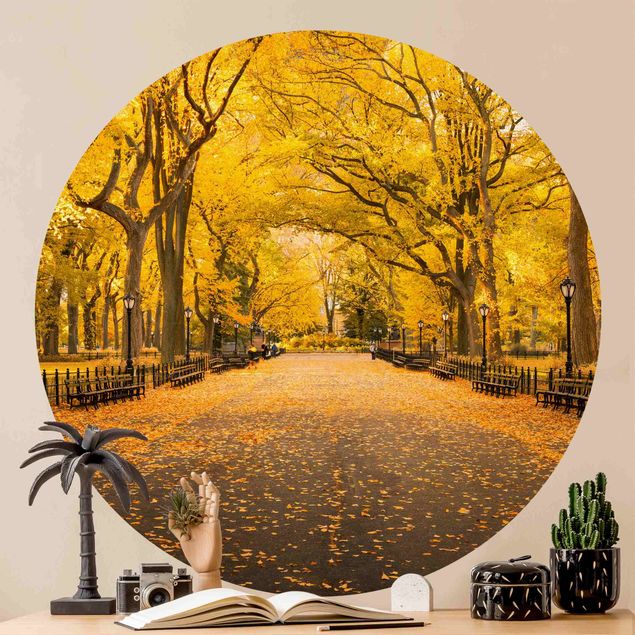 Runde Tapete selbstklebend - Herbst im Central Park