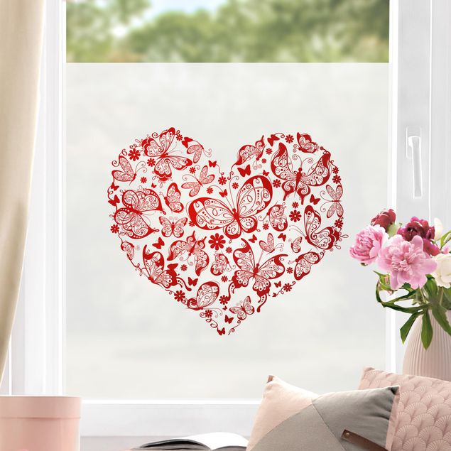 Fensterfolie - Sichtschutz - Herz aus Schmetterlingen - Fensterbilder