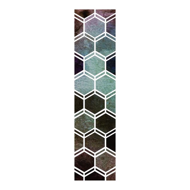 Schiebegardinen Set - Hexagonträume Aquarell in Grün - Flächenvorhang