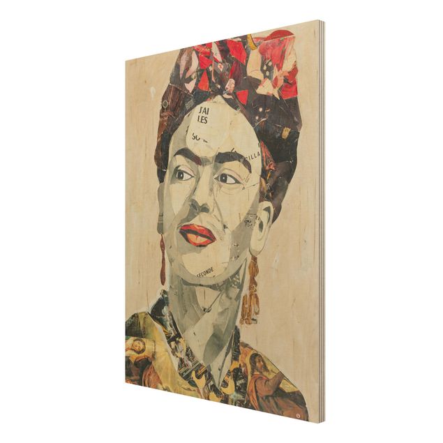 Holzbild -Frida Kahlo - Collage No.2- Hochformat 3:4