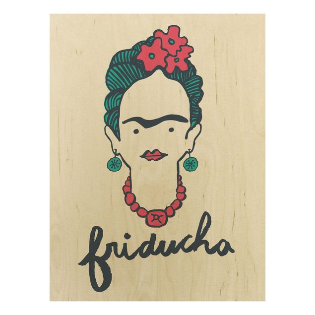 Holzbild -Frida Kahlo - Friducha- Hochformat 3:4