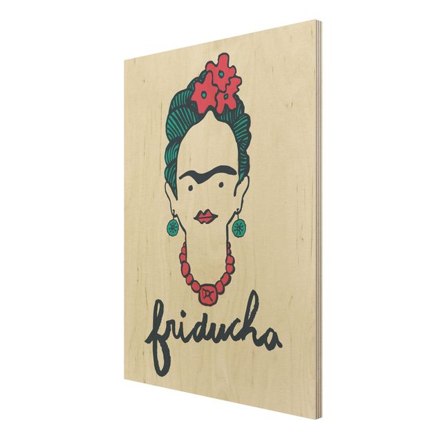 Holzbild -Frida Kahlo - Friducha- Hochformat 3:4