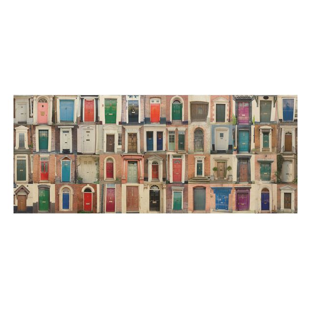Holzbild - 100 Türen - Panorama Quer