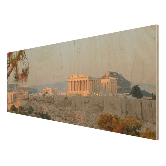 Wandbild aus Holz - Akropolis - Panorama Quer