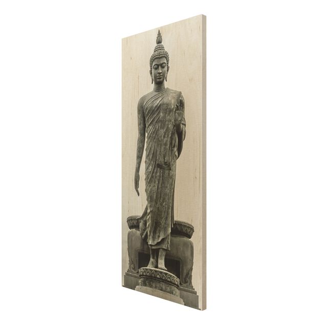 Holzbild Buddha - Buddha Statue - Panorama Hoch