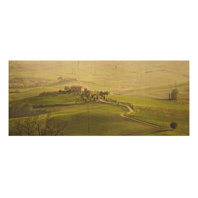 Holzbild - Chianti Toskana - Panorama Quer