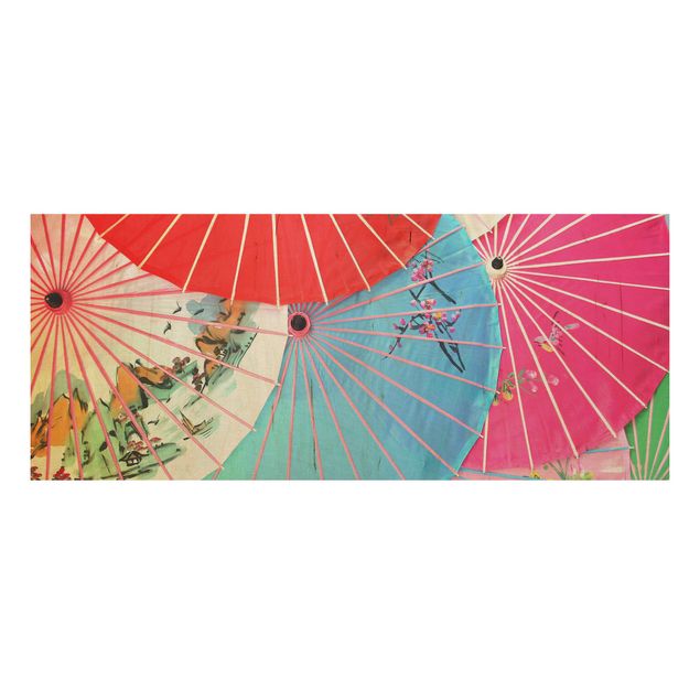 Holzbild - Chinese Parasols - Panorama Quer