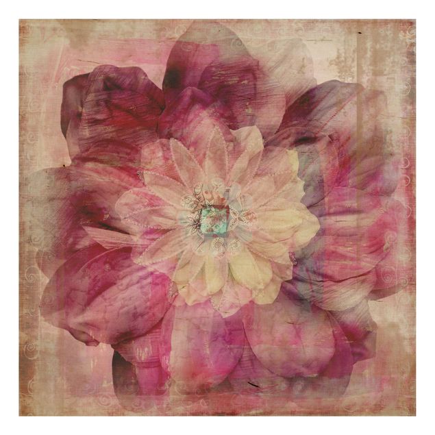 Holzbild - Grunge Flower - Quadrat 1:1