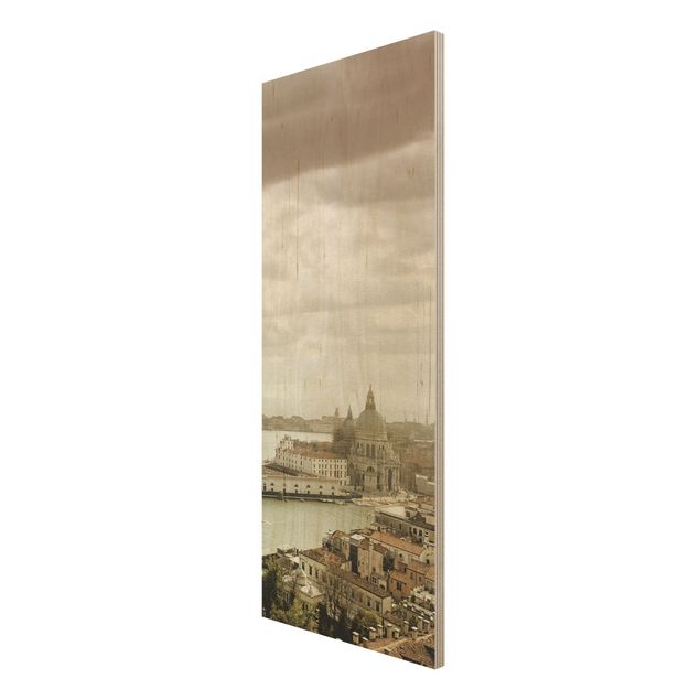 Holz Wandbild - Lagune von Venedig - Panorama Hoch