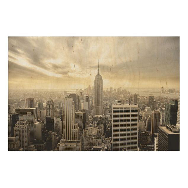 New York Holzbild - Manhattan Dawn - Quer 3:2