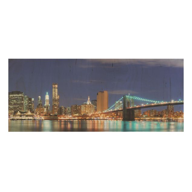 Holzbild - Manhattan in New York City - Panorama Quer