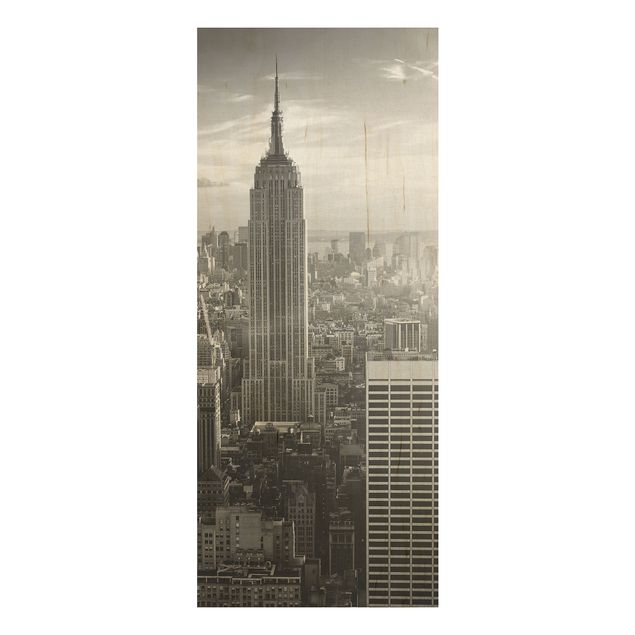 Bild aus Holz - Manhattan Skyline - Panorama Hoch
