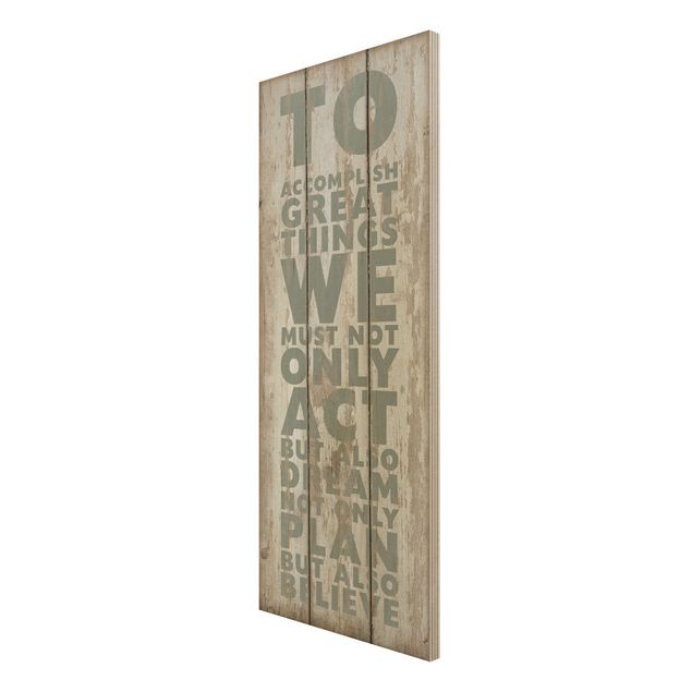 Holzbild Spruch - No.RS179 Great Things - Panorama Hoch